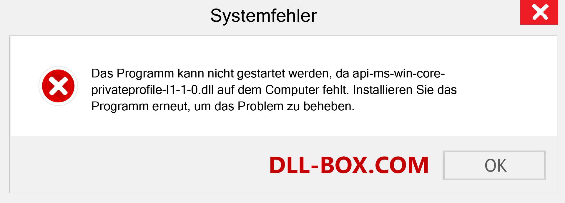 api-ms-win-core-privateprofile-l1-1-0.dll-Datei fehlt?. Download für Windows 7, 8, 10 - Fix api-ms-win-core-privateprofile-l1-1-0 dll Missing Error unter Windows, Fotos, Bildern